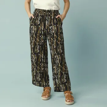 Vzdušné kalhoty s potiskem, pro malou postavu černá/khaki 38