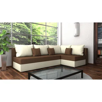 Sedací souprava Rohová rozkládací sedačka FARGO světlehnědá-béžová