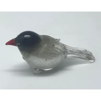 Skleněná figurka ptáček tmavě hnědý, 70 x 30 x 35 mm