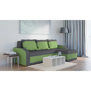 Sedací souprava Rohová rozkládací sedačka HARPER světlešedá-zelená