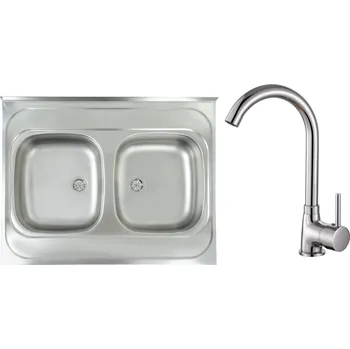 Kuchyňská linka Dřez PRIMAL 2-komorový 80x60 nasazovací + Dřezová baterie KARINA