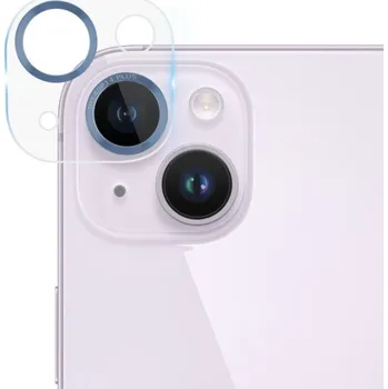 Tvrzené sklo s kovovými rámečky k ochraně čoček fotoaparátu pro iPhone 14 / 14 Plus - modré