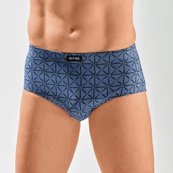 Boxerky Sada 6 slipů s vysokým pasem a geometrickým motivem černá+šedá+modrá 117/124