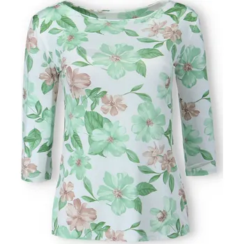 Dámská halenka Halenka s potiskem KVĚT 3/4 rukáv 23007 barva: zelená