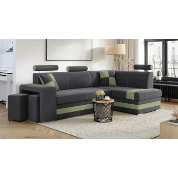 Sedací souprava Rohová rozkládací sedačka VEGAS šedá-zelená