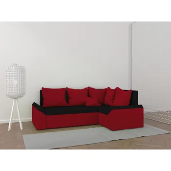 Sedací souprava Rohová rozkládací sedačka PARIS černo-červená