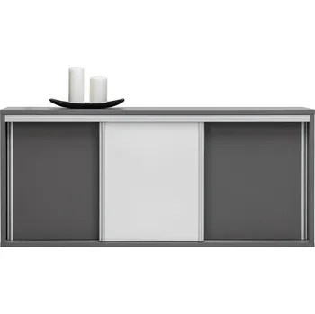 Knihovna Regál ZONDA Z03 šedý / bílý lesk