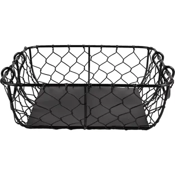Úložný box Clayre & Eef Černý drátěný kovový úložný koš