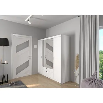 Šatní skříň Šatní skříň ELENA 4D Zrcadlo Bílá