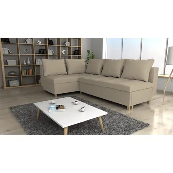 Sedací souprava Rohová rozkládací sedačka DREAMER světlehnědá - SAWANA 17