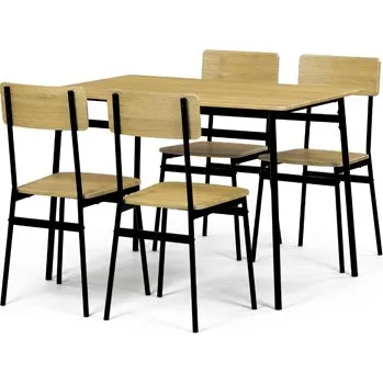 Set jídelní (1+4), MDF dekor divoký dub,černý kov