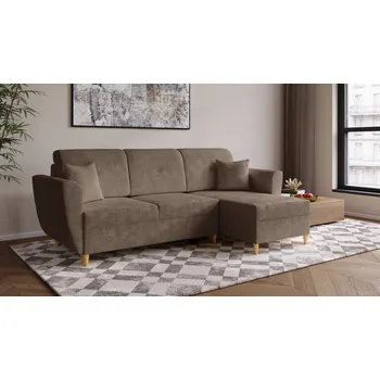 Sedací souprava Rohová rozkládací sedačka OTYLIA hnědá - CREMONA 24 - boucle látka