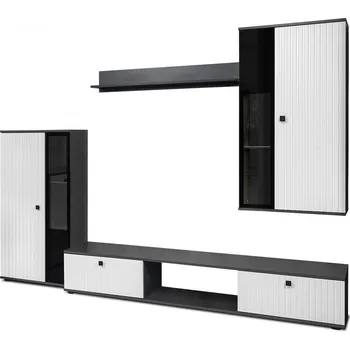 Obývací stěna Obývací sestava SALSA LAMELE - Bílá + matera