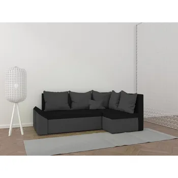 Sedací souprava Rohová rozkládací sedačka LUND černo-tmavěšedá