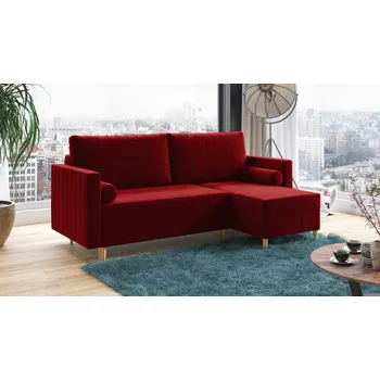 Sedací souprava Rohová rozkládací sedačka AIDEN červená - DREAM VELVET 202.10