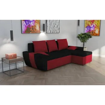 Sedací souprava Rohová rozkládací sedačka WILSON černo-červená