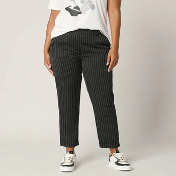 Dámské kalhoty 7/8 úzké pruhované kalhoty černá/bílá 50