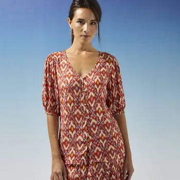 Dámská halenka Halenka na knoflíčky s potiskem v ikat stylu terakota 40