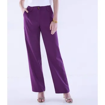 Dámské kalhoty Jednobarevné splývavé široké kalhoty fialová 42