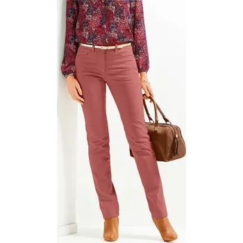 Rovné zeštíhlující kalhoty, menší postava terakota 42