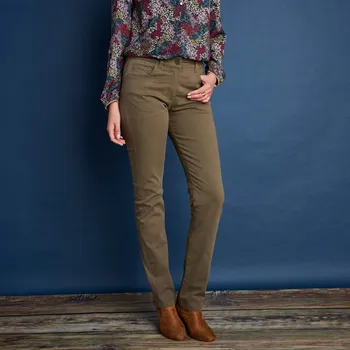 Dámské kalhoty Rovné zeštíhlující kalhoty, menší postava olivová 44