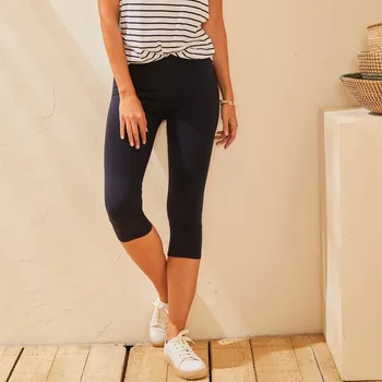 Dámské kalhoty 3/4 jednobarevné kalhoty námořnická modrá 34/36