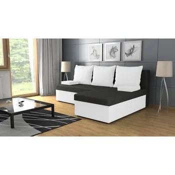 Sedací souprava Rohová rozkládací sedačka CRYSTAL tmavěšedá-bílá