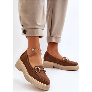 Dámské mokasíny Zazoo 3429 Zamszové Dámské Mokasíny S Ozdobou Barva: Béžová, Velikost: 36