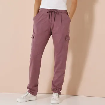 Vzdušné plátěné cargo kalhoty purpurová 36