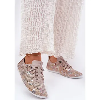 Dámské polobotky Dámské Kožené Polobotky Z Přírodní Kůže Vzorované Artiker 56C2691 Barva: Béžová, Velikost: 37