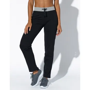 Dámské kalhoty Sportovní dlouhé kalhoty z úpletu černá/šedý melír 38/40