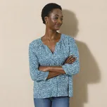 Halenka s dvoubarevným potiskem a 3/4 rukávy modrá/režná 36