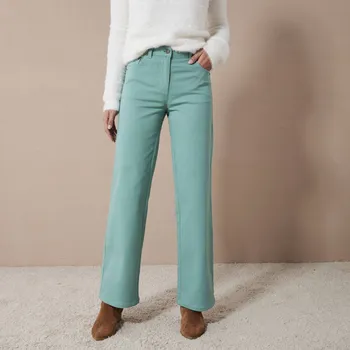 Dámské kalhoty Široké strečové kalhoty, pro menší postavu šedozelená 48