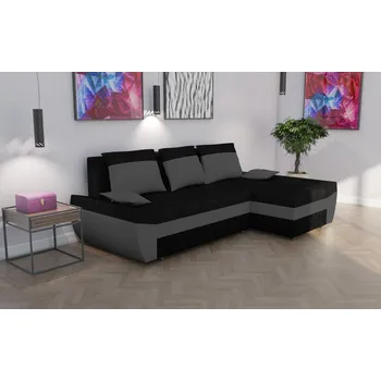 Sedací souprava Rohová rozkládací sedačka MARIO černo-tmavěšedá