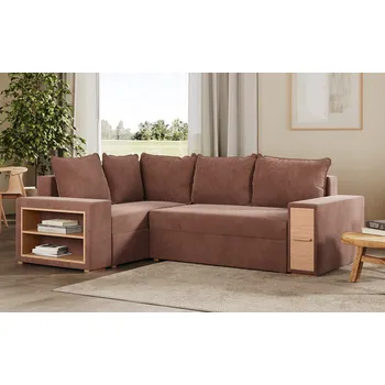 Sedací souprava Rohová rozkládací sedačka AVILA hnědá - CORD 205.18