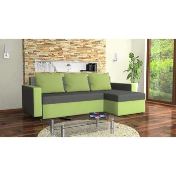 Sedací souprava Rohová rozkládací sedačka LAREDO světlešedá-zelená