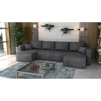 Sedací souprava Rozkládací sedací souprava FIRE U grafitová - LINCOLN 90 - Manšestrová látka