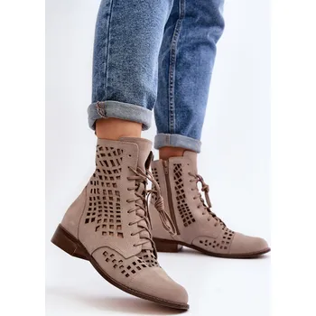 Dámské kozačky Průsvitné kožené botky Zazoo 2627 Barva: Béžová, Velikost: 35