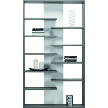 Knihovna Regál ZONDA Z14 šedý / bílý lesk