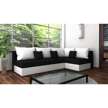 Sedací souprava Rohová rozkládací sedačka FARGO černo-bílá