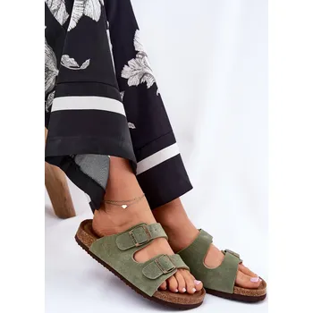 Dámské pantofle Dámské Semišové Sandály S Přezkami Big Star RR274A393 Barva: Zelená, Velikost: 37