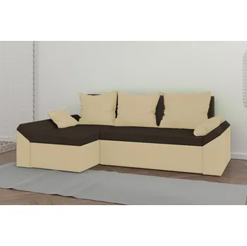 Sedací souprava Rohová rozkládací sedačka FLINT světlehnědá-béžová