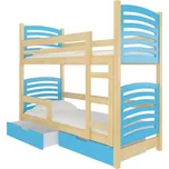 Dřevěná patrová postel Osuna adrk barevné provedení: borovice_modrá