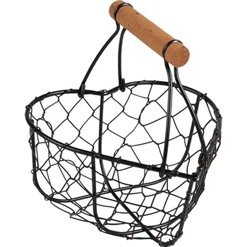 Clayre & Eef Černý drátěný košík ve tvaru srdce