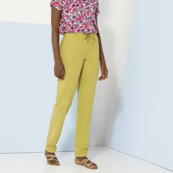 Dámské kalhoty Rovné vzdušné kalhoty, z bavlny a lnu mechová 46