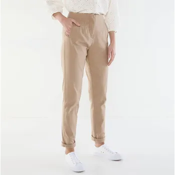 Stahovací body Kalhoty mom s vysokým zeštíhlujícím pasem písková 48