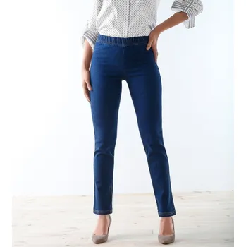 Dámské kalhoty Tvarující kalhoty s pružným pasem a efektem plochého břicha denim 48
