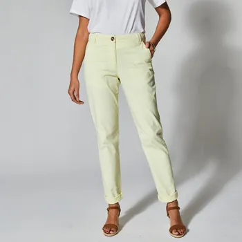 Dámské kalhoty Strečové chino kalhoty žlutá 48