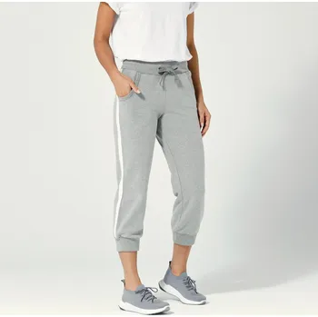 Dámské kalhoty 3/4 sportovní kalhoty, dvoubarevné šedý melír/bílá 34/36