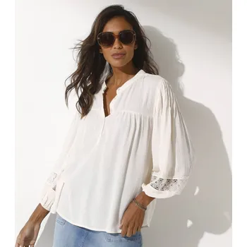 Dámská halenka Kreponová halenka s macramé režná 36